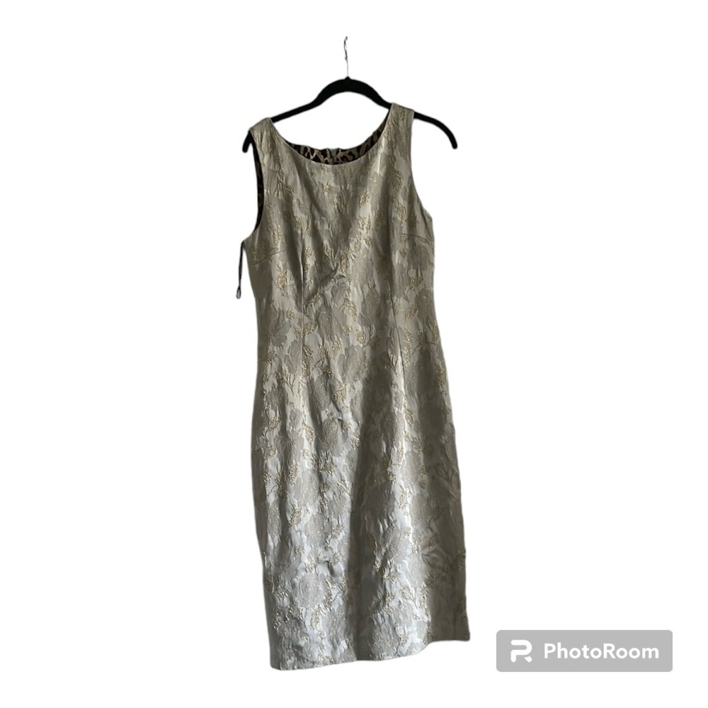 Dolce and Gabanna silver & gold floral silk midi dress